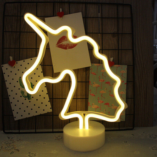 LED Rainbow Neon Sign Lights Lamp Kids Bedroom Bedside Night Warm Light Decor