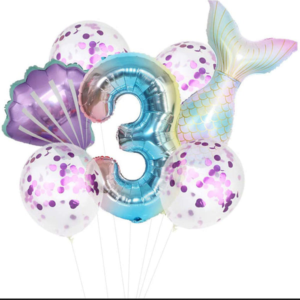 Rainbow 1st 2nd 3rd 4th Little Mermaid Foil Balloons Party Decorations Birthday