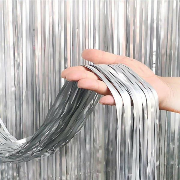 1M Tinsel Curtain Foil Metallic Fringe Backdrop Party Door Decorations Event AU