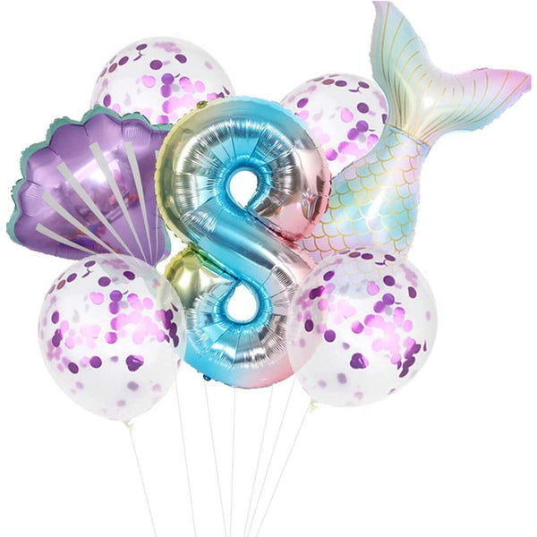 Rainbow 1st 2nd 3rd 4th Little Mermaid Foil Balloons Party Decorations Birthday