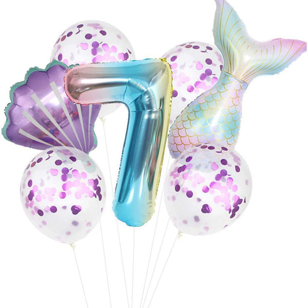 Rainbow 1st 2nd 3rd 4th Little Mermaid Foil Balloons Party Decorations Birthday