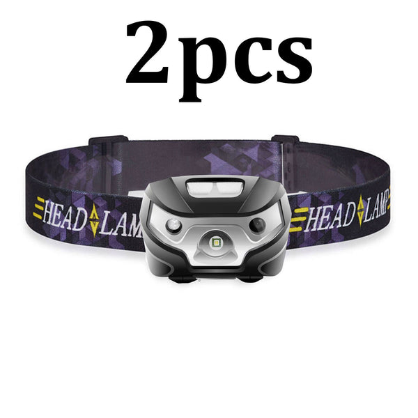 1-2X LED Headlamp Flashlight Waterproof Head Torch Rechargeable USB Camping Fish