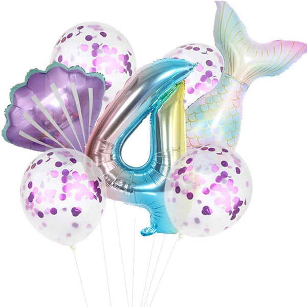 Rainbow 1st 2nd 3rd 4th Little Mermaid Foil Balloons Party Decorations Birthday
