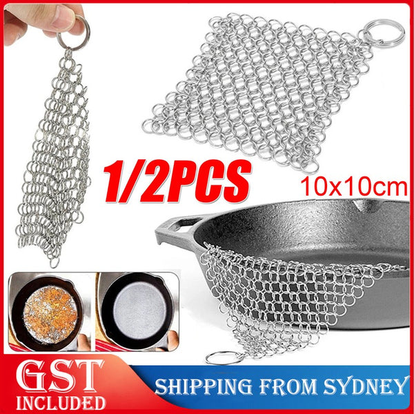 Stainless Steel Cast Iron Cleaner Chain mail Kitchen Tool Scrubber Coo