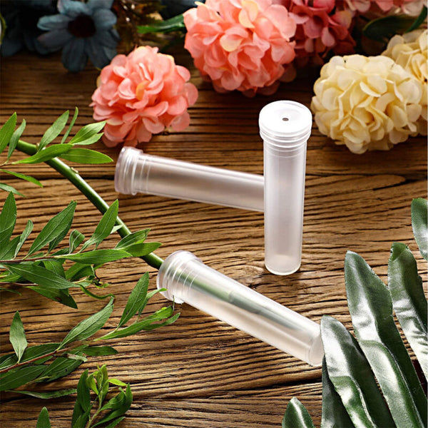 100Pcs Plant Flower Tubes Plastic Nutrition Water Tube Vials Cap Decor