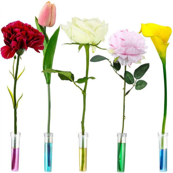100Pcs Plant Flower Tubes Plastic Nutrition Water Tube Vials Cap Decor