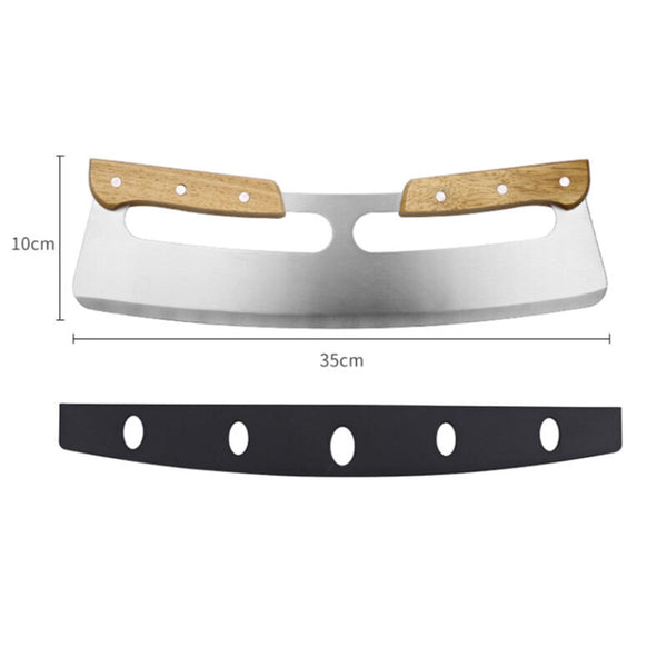 2PCS Kitchen Stainless Steel Pizza Cutter Rocker Blade Slicer + Protec
