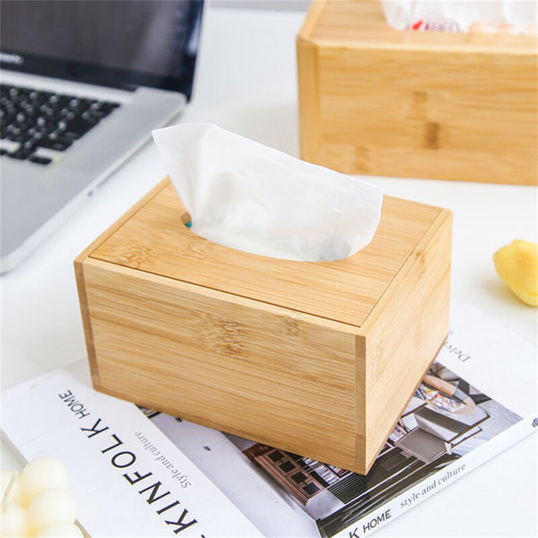 Tissue Box Paper Wooden Cover Holder Dispenser Storage Case Home Offic