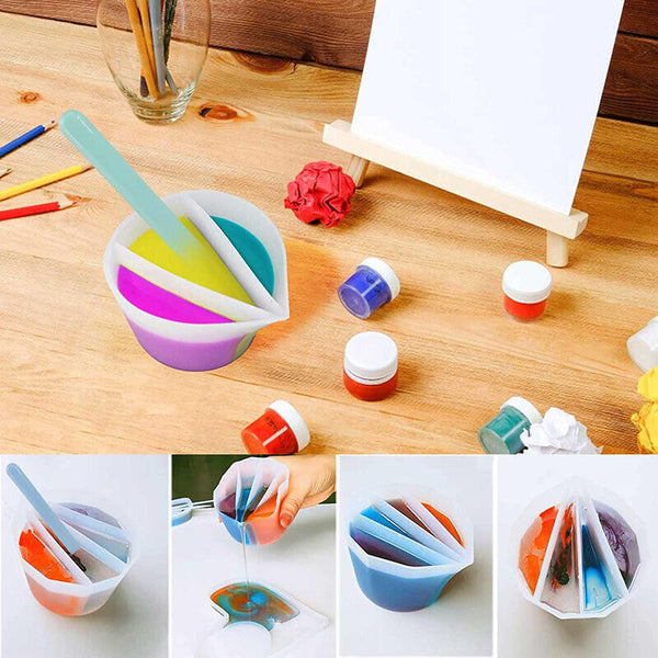 3+5 Channels Silicone Color Mixing Cup Silicone Multi Channels Paint
