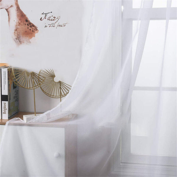 4 Panel Sheer Curtains Rod Pocket Window Sheer Voile Curtain Bedroom 1