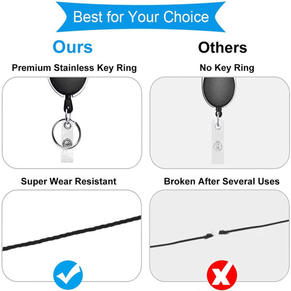 6X Retractable Key+10X Clear Badge Holder ID Card Pouch Lanyard Ring C