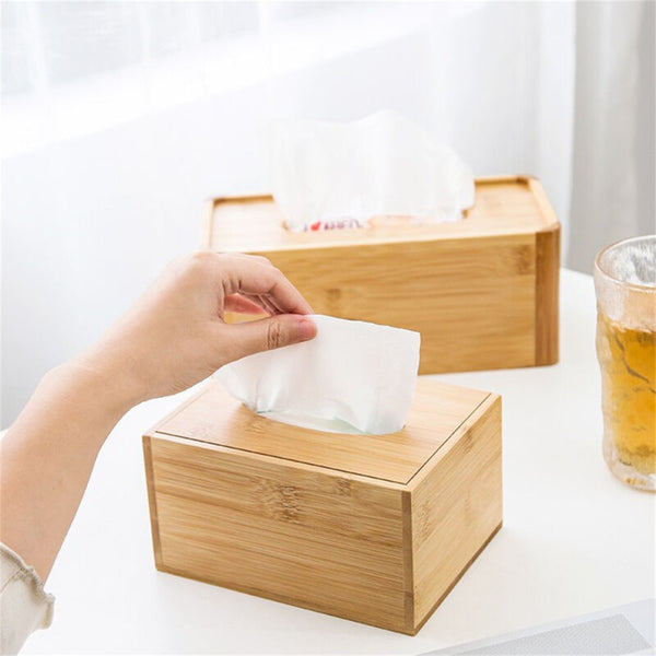 Tissue Box Paper Wooden Cover Holder Dispenser Storage Case Home Offic