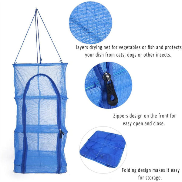 Hanging Mesh Dehydrator Air Drying Net Fishing Zipper Net Jerky Fruit