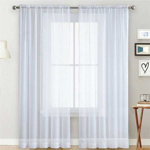 4 Panel Sheer Curtains Rod Pocket Window Sheer Voile Curtain Bedroom 1