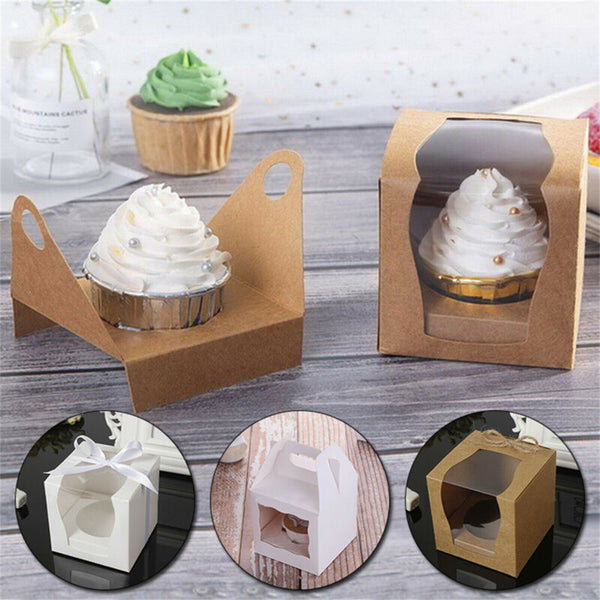 Cupcake Boxes Xmas Party Single Cake Packaging Gift Box Wi