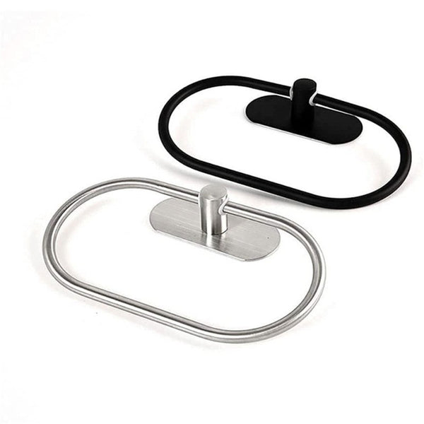 3PCS Stainless Steel Hand Towel Ring Rack Rail Holder Wall Mounted Bat