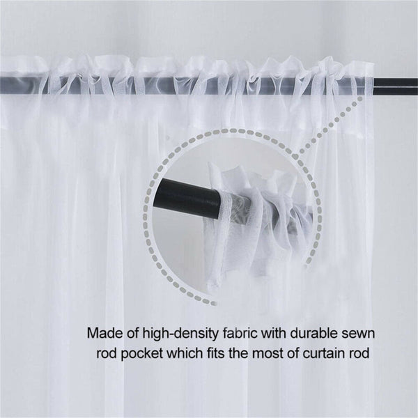 4 Panel Sheer Curtains Rod Pocket Window Sheer Voile Curtain Bedroom 1