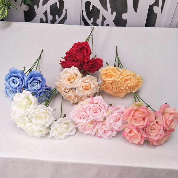 10pcs Simulation Artificial Rose Flower Silk Bouquet Wedding Party Hom