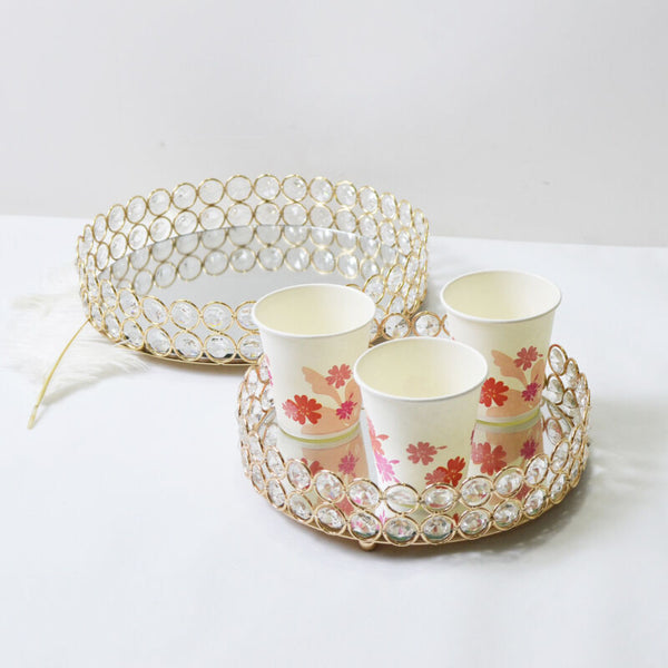 Mirror Gold Dessert Cupcake Cake Stand Holder Display Plate Centrepiec