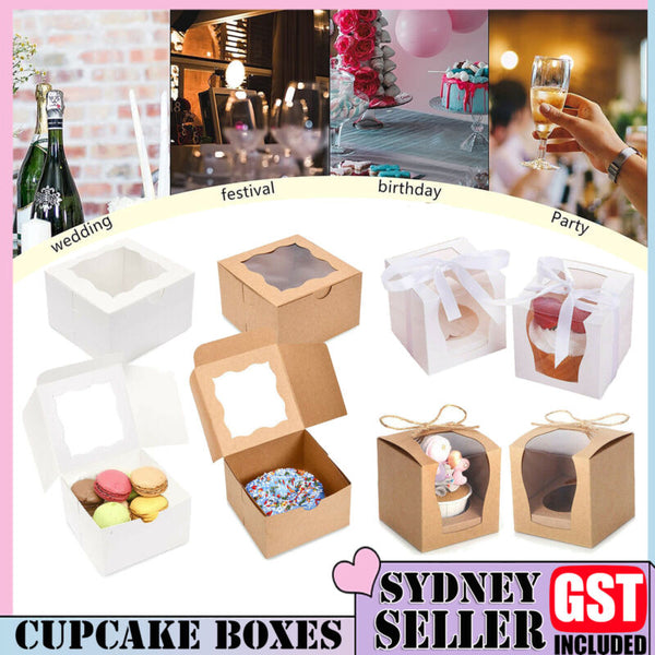 Cupcake Boxes Xmas Party Single Cake Packaging Gift Box Wi