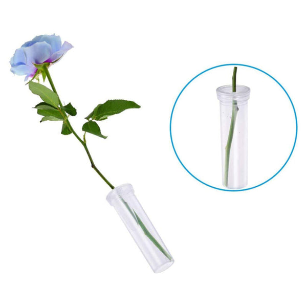 100Pcs Plant Flower Tubes Plastic Nutrition Water Tube Vials Cap Decor