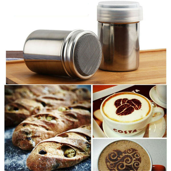 2PCS Coffee Chocolate Flour Shaker Icing Sugar Cocoa Sugar Stainless S