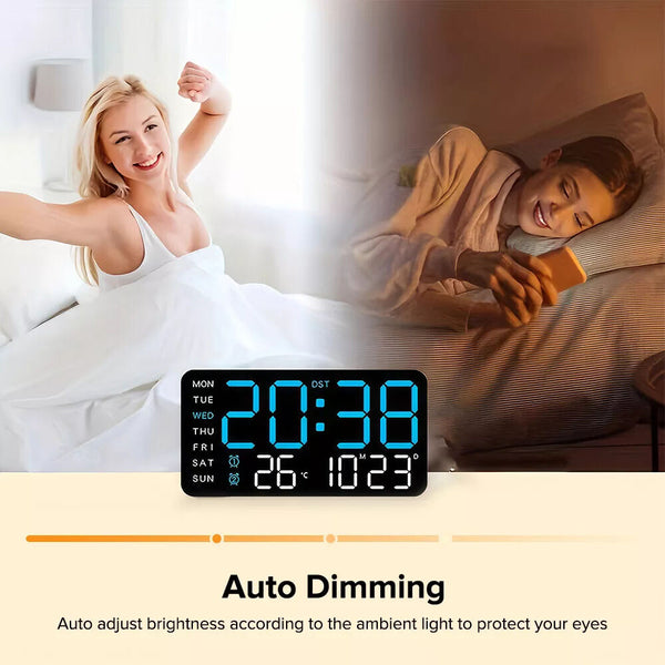 Large Digital Big Jumbo LED Wall Desk Clock Display With Temperature C