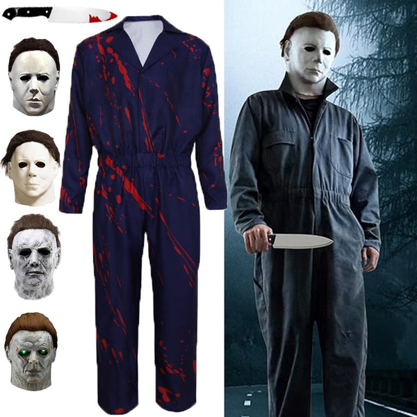 Michael Myers Cosplay Halloween Coveralls Horror Adults Mask Jumpsuit