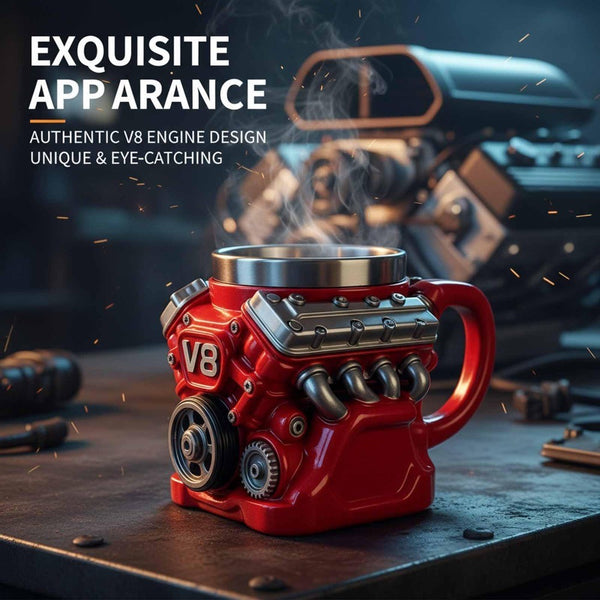 Retro V8 Engines Stainless Steel Cup Insulation Car Mug Gifts for Men
