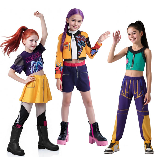 Kids Girls K-Pop Demon Hunters Rumi Mira Zoey Costume Cosplay Dress Bo