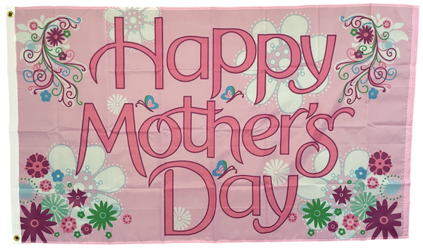 Happy Mothers Day Flag Large Pink Happy Mother's Day Flag 150 x 90cm