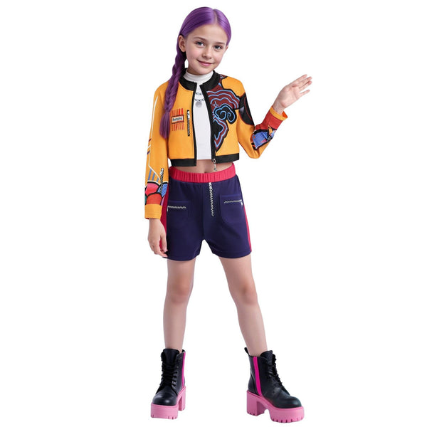 Kids Girls K-Pop Demon Hunters Rumi Mira Zoey Costume Cosplay Dress Bo