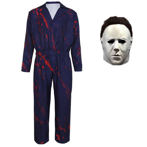 Michael Myers Cosplay Halloween Coveralls Horror Adults Mask Jumpsuit