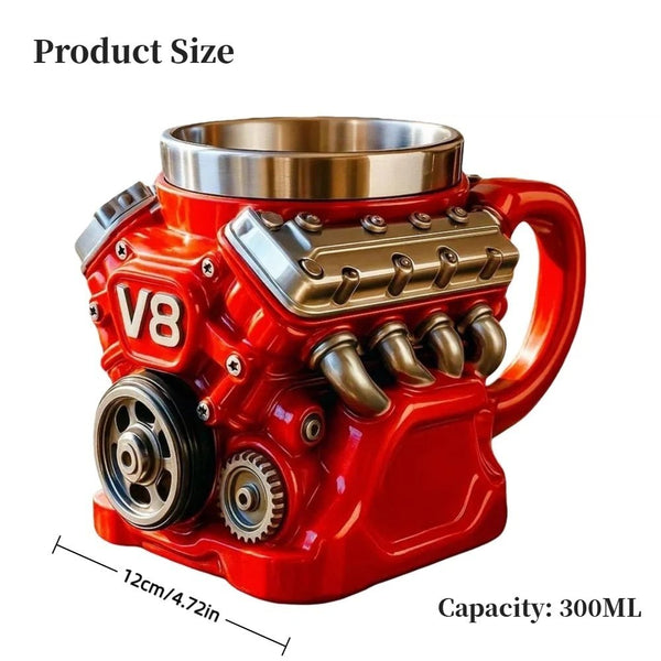 Retro V8 Engines Stainless Steel Cup Insulation Car Mug Gifts for Men