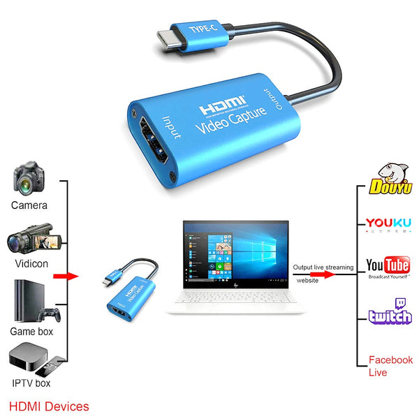 60fps Video Capture Card 4K 1080P HDMI to USB3.0 Streaming HD Recorder