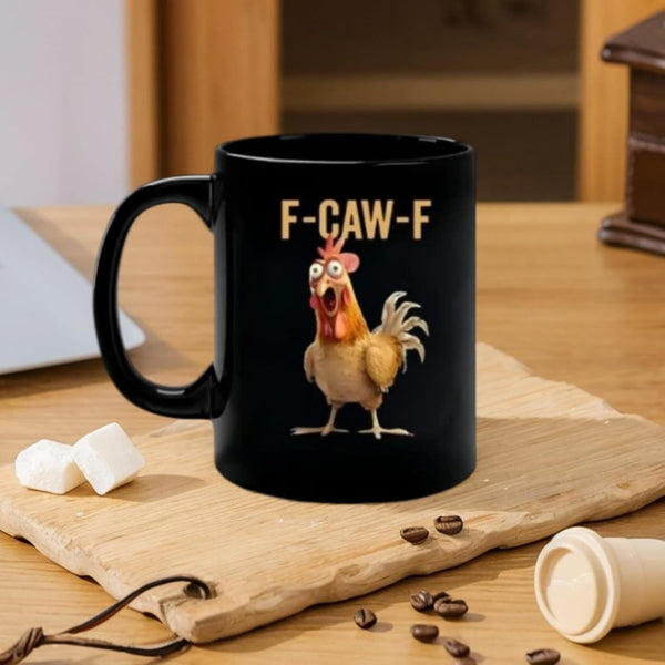 Novelty Ceramic F-Caw-F Coffee Mug Funny Chicken Mug F-Caw-F Rooster C