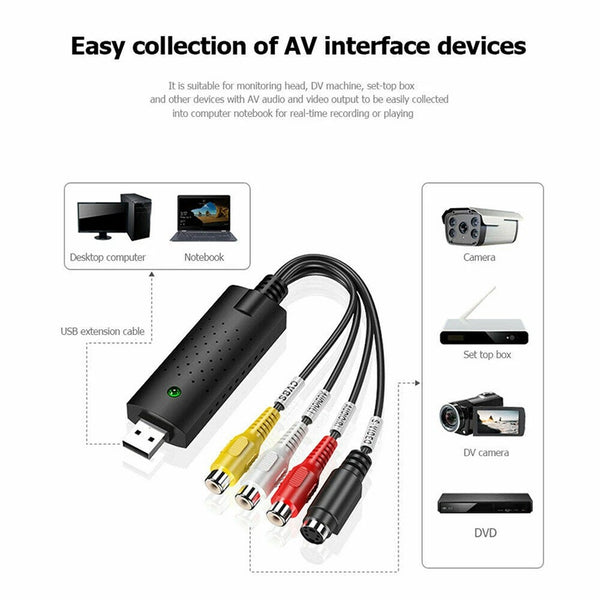 VHS S-Video VCD MP3 DVD Analog to Digital Long Play Capture Card USB 2