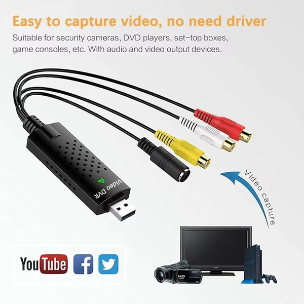 VHS S-Video VCD MP3 DVD Analog to Digital Long Play Capture Card USB 2