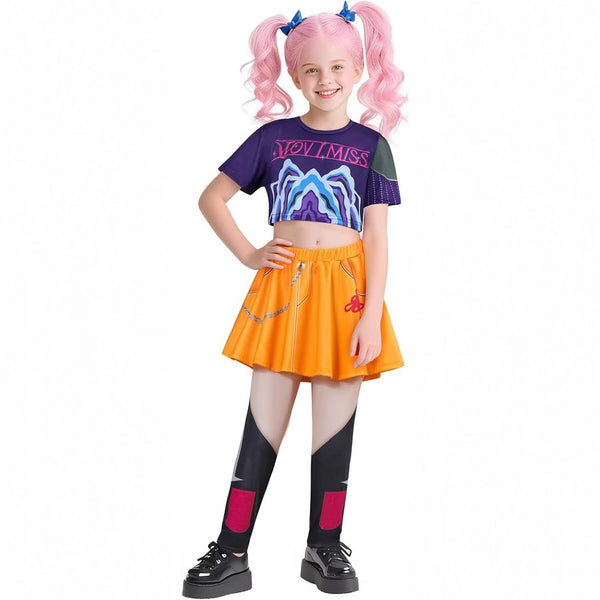 Kids Girls K-Pop Demon Hunters Rumi Mira Zoey Costume Cosplay Dress Bo