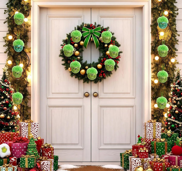 12PCS Grinch Christmas Baubles Christmas Tree Ornament Xmas Elf Ball D