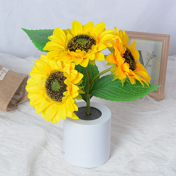 Sunflower Night Light LED Flowers Lamp Bedside Lights Rechargeable Dec
