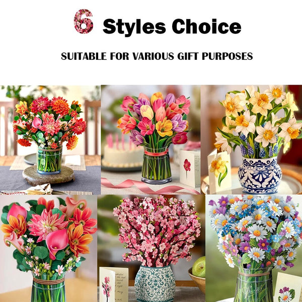 🎁Mother's Day Gift💐 3D Paper Pop Up Flower Bouquet Greeting Card
