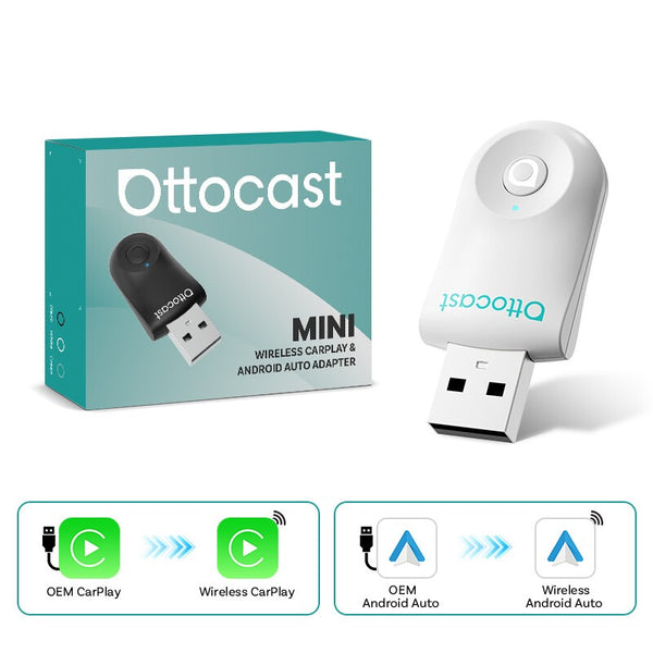 2025 Ottocast Adapter Smart Button Android Auto USB Wireless 2in1 Mini