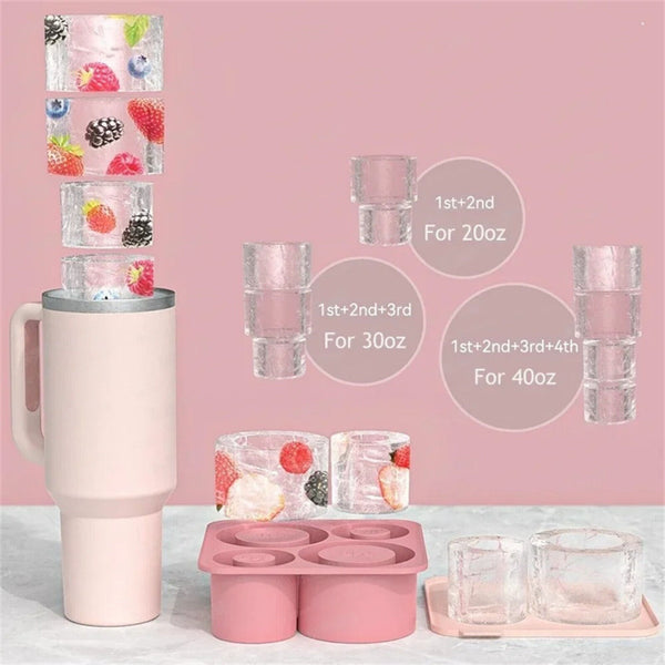 4 Grid Ice Cube Tray for Stanley-Cup Tumbler Cup Circle Shape Silicone