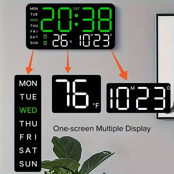 Large Digital Big Jumbo LED Wall Desk Clock Display With Temperature C