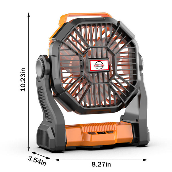Powered Battery Fan Camping LEDLantern Portable USB 6000MA Rechargeabl