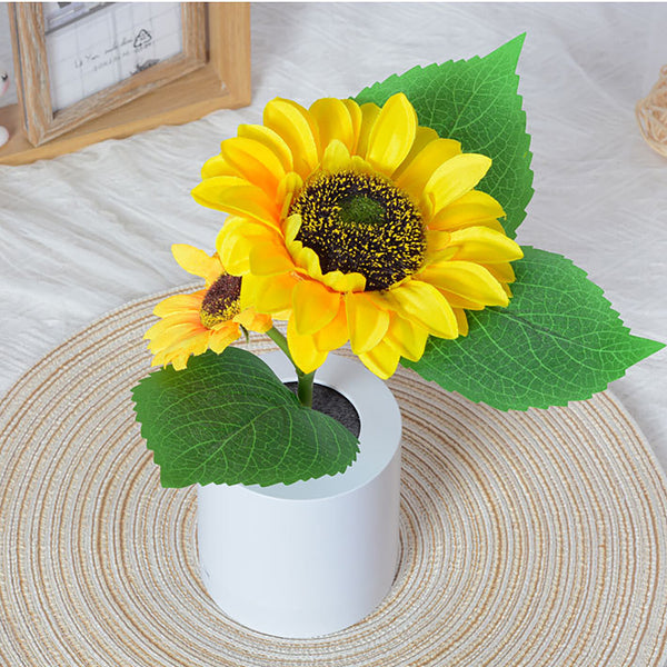 Sunflower Night Light LED Flowers Lamp Bedside Lights Rechargeable Dec