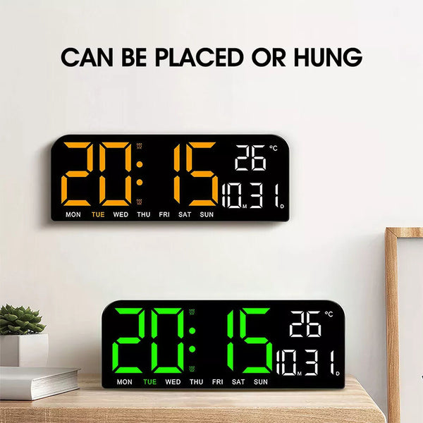 Large Digital Big Jumbo LED Wall Desk Clock Display With Temperature C