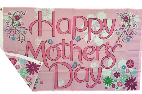 Happy Mothers Day Flag Large Pink Happy Mother's Day Flag 150 x 90cm