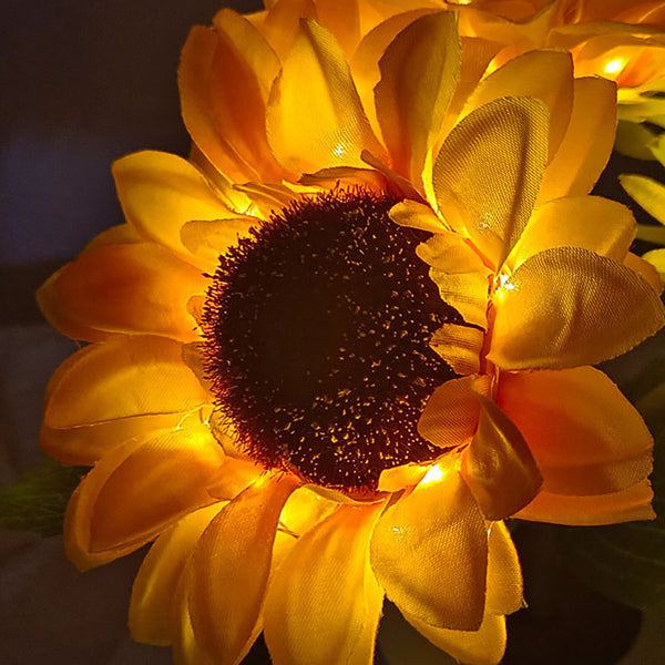 Sunflower Night Light LED Flowers Lamp Bedside Lights Rechargeable Dec